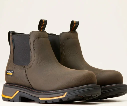 Ariat Men's Big Rig Chelsea Soft Toe WP Work Boot - Iron Coffee - 10042545