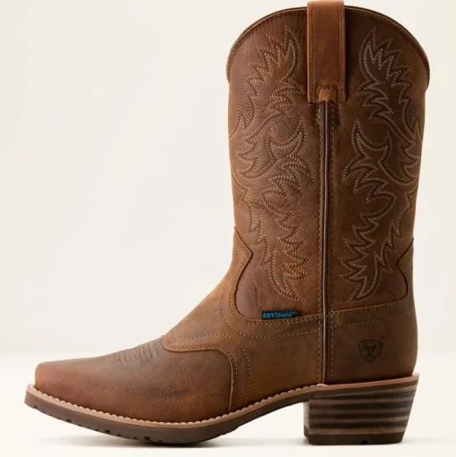 Ariat Men's Hybrid Roughstock Square Toe WP Cowboy Boot -Brown- 10053577