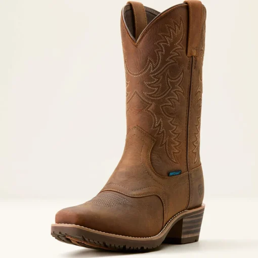 Ariat Men's Hybrid Roughstock Square Toe WP Cowboy Boot -Brown- 10053577