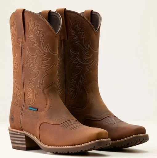 Ariat Men's Hybrid Roughstock Square Toe WP Cowboy Boot -Brown- 10053577