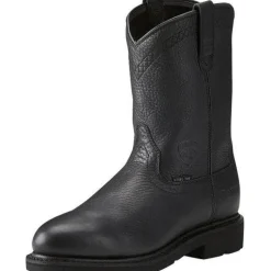 Ariat Men's Sierra 10" Steel Toe Pull-On Western Work Boot - Black - 10021473