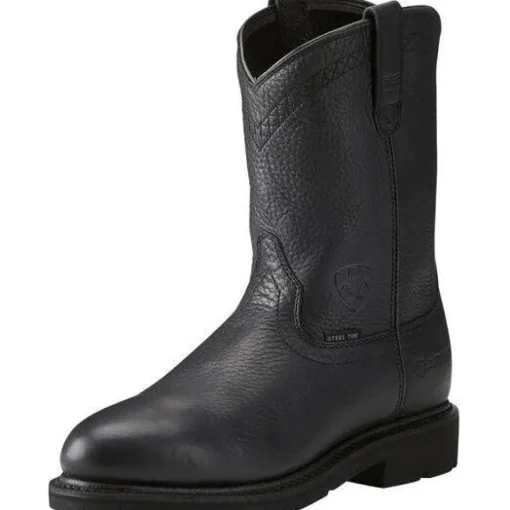 Ariat Men's Sierra 10" Steel Toe Pull-On Western Work Boot - Black - 10021473