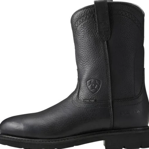 Ariat Men's Sierra 10" Steel Toe Pull-On Western Work Boot - Black - 10021473