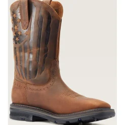 Ariat Men's Sierra Shock Shield Patriot Western Work Boot - Brown - 10044505