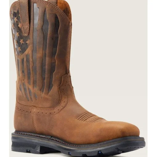 Ariat Men's Sierra Shock Shield Patriot ST Western Work Boot -Brown- 10044426