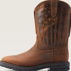 Ariat Men's Sierra Shock Shield Patriot Western Work Boot - Brown - 10044505