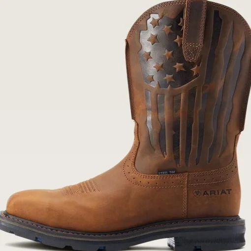 Ariat Men's Sierra Shock Shield Patriot ST Western Work Boot -Brown- 10044426