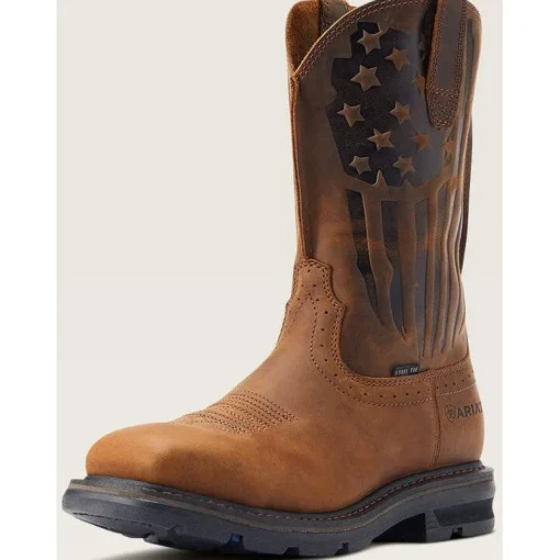 Ariat Men's Sierra Shock Shield Patriot ST Western Work Boot -Brown- 10044426