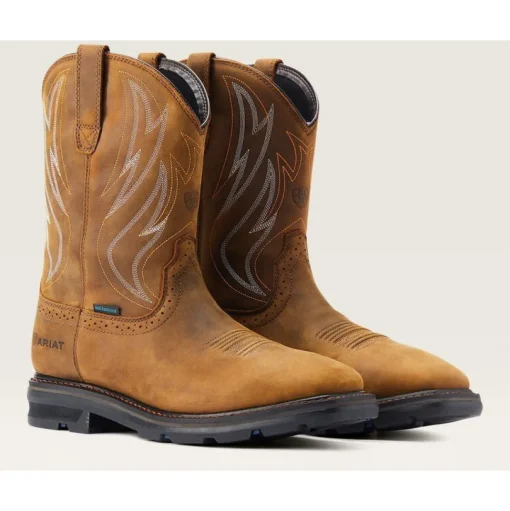 Ariat Men's Sierra Shock Shield WP Western Work Boot - Brown - 10044545