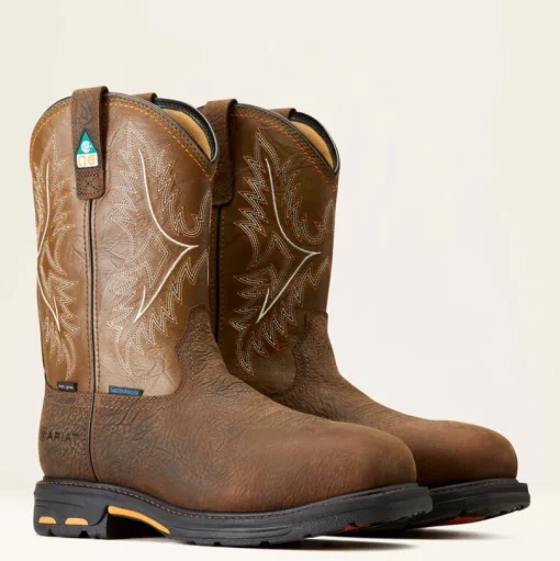 Ariat Men's WorkHog CSA CT Waterproof Ins Western Work Boot -Brown- 10042552