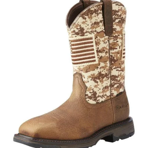 Ariat Men's WorkHog Patriot 11" Steel Toe Western Work Boot - Earth - 10022968