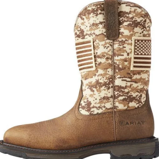 Ariat Men's WorkHog Patriot 11" Soft Toe Work Western Boot - Earth - 10023100