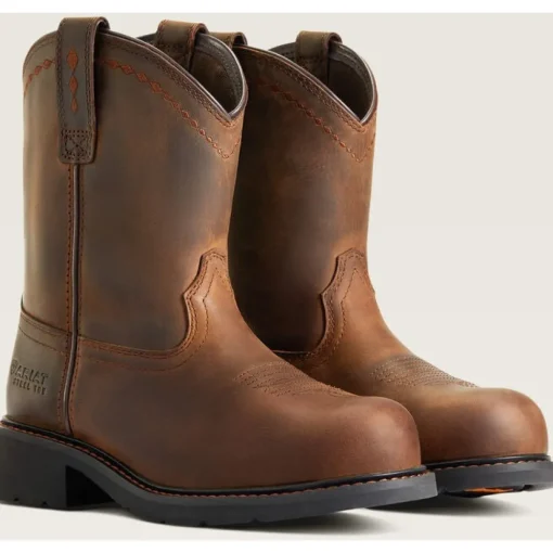 Ariat Women's Fatbaby Pull On Steel Toe Work Boot -Brown- 10040431