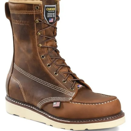 Carolina Men's Amp 8" Steel Toe USA Made Wedge Work Boot -Brown- CA8512