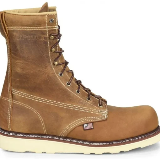 Carolina Men's Amp USA 8" Steel Toe Slip Resist Work Boot -Brown- CA7505