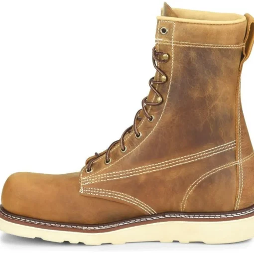 Carolina Men's Amp USA 8" Steel Toe Slip Resist Work Boot -Brown- CA7505