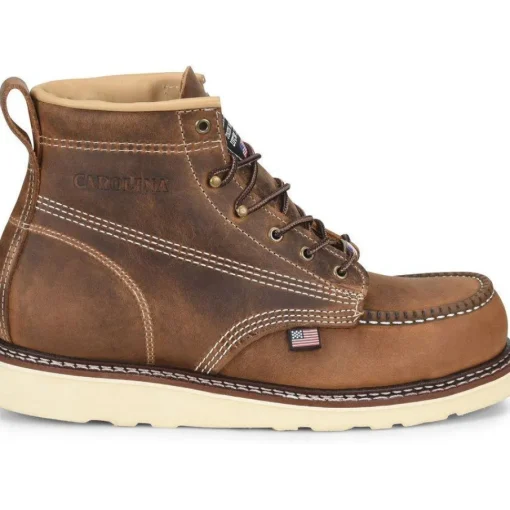 Carolina Men's AMP USA Made 6" Stl Toe Wedge Work Boot Brown - CA7811