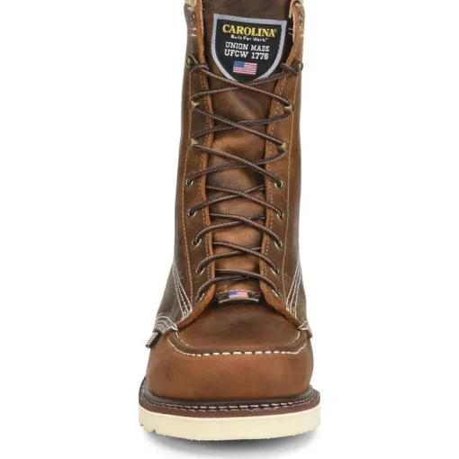 Carolina Men's Domestic 8" Soft Toe Moc Toe Work Boot- Brown- CA8012