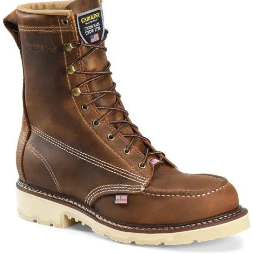 Carolina Men's Ferric 8" Soft Toe USA Made Moc Toe Work Boot - Brown - CA7016