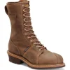 Carolina Men's Linesman 10" Soft Toe WP Slip Resist Work Boot -Brown- CA904