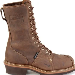 Carolina Men's Linesman 10" Soft Toe WP Slip Resist Work Boot -Brown- CA904