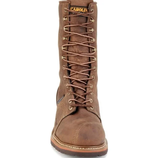 Carolina Men's Linesman 10" Soft Toe WP Slip Resist Work Boot -Brown- CA904