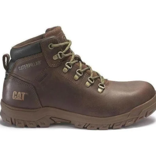 CAT Womens Mae Steel Toe Waterproof Work Shoe - Brown - P91011