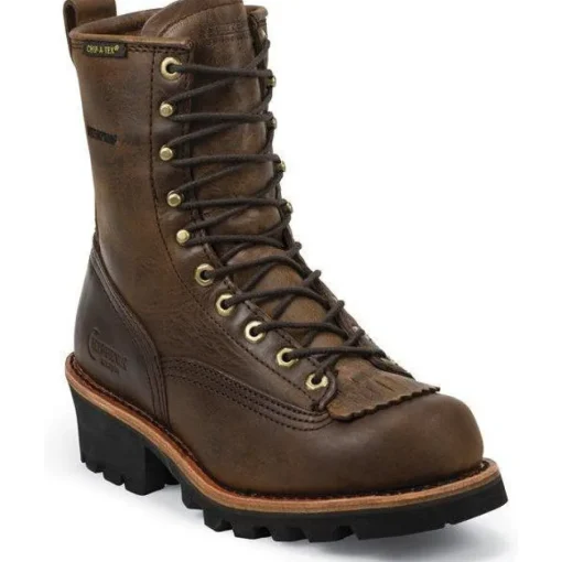 Chippewa Men's Paladin 8" Soft Toe WP Logger Work Boot- Brown - 73100