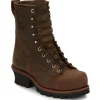 Chippewa Men's Paladin 8" Steel Toe WP Logger Work Boot- Brown- 73101