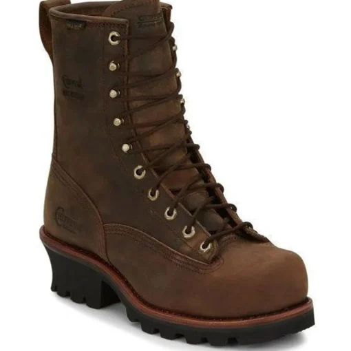 Chippewa Men's Paladin 8" Steel Toe WP Logger Work Boot- Brown- 73101