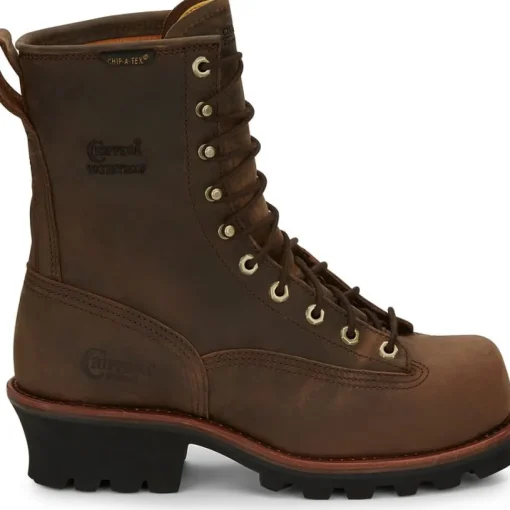 Chippewa Men's Paladin 8" Steel Toe WP Logger Work Boot- Brown- 73101