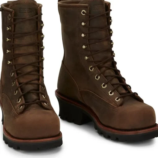 Chippewa Men's Paladin 8" Steel Toe WP Logger Work Boot- Brown- 73101