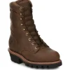 Chippewa Men's Super Dna 9" Steel Toe WP Lace Up Work Boot -Brown- 59407