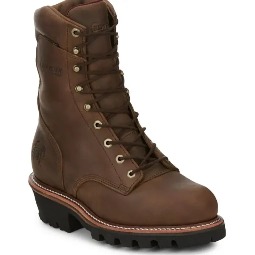 Chippewa Men's Super Dna 9" Steel Toe WP Lace Up Work Boot -Brown- 59407