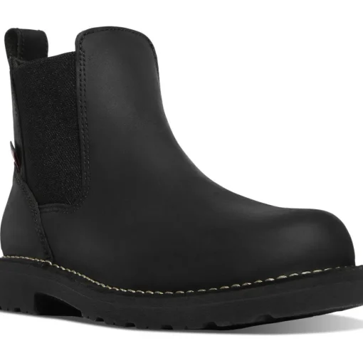 Danner Men's Bull Run 6" Plain Toe Chelsea Work Boot -Black- 15483