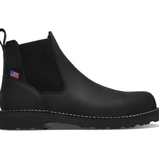 Danner Men's Bull Run 6" Plain Toe Chelsea Work Boot -Black- 15483