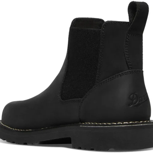 Danner Men's Bull Run 6" Plain Toe Chelsea Work Boot -Black- 15483