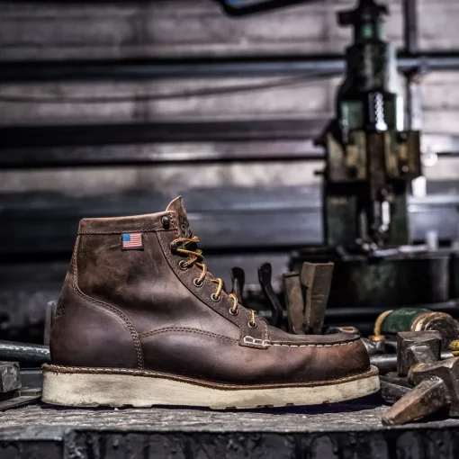 Danner Men's Bull Run USA Made 6" Moc Steel Toe Work Boot Brown 15564
