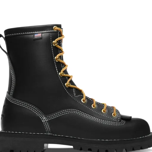 Danner Men's Rain Forest USA Made 8" Soft Toe WP Work Boot Black 11500