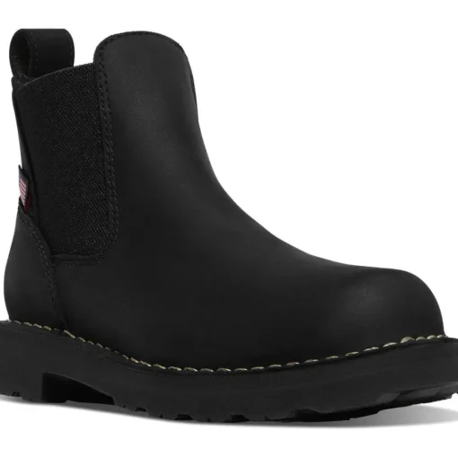 Danner Women's Bull Run 5" Plain Toe Chelsea Work Boot -Black- 15485