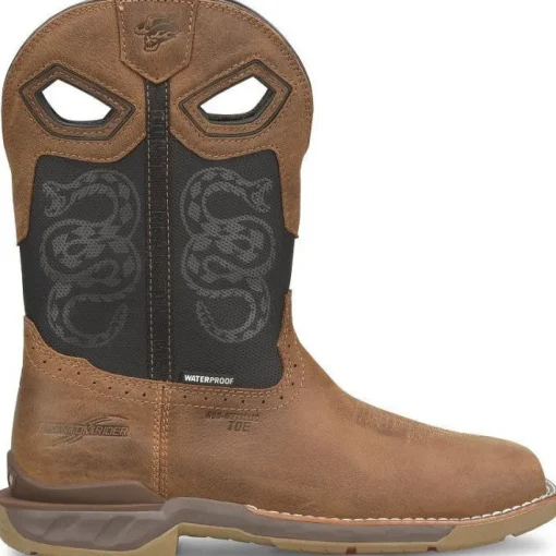 Double H Men's Phantom Rider Serpentine 11" CT Waterproof Western Work Boot -Black- PH5007