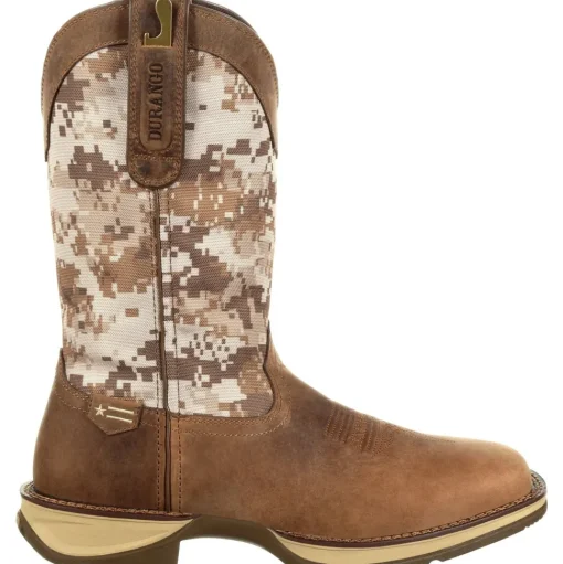 Durango Men's Rebel 12" Square Toe Pull-On Western Boot- Brown DDB0166