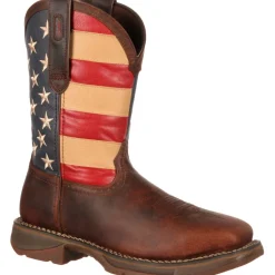 Durango Men's Rebel 11" Steel Toe Western Flag Boot - Brown - DB020