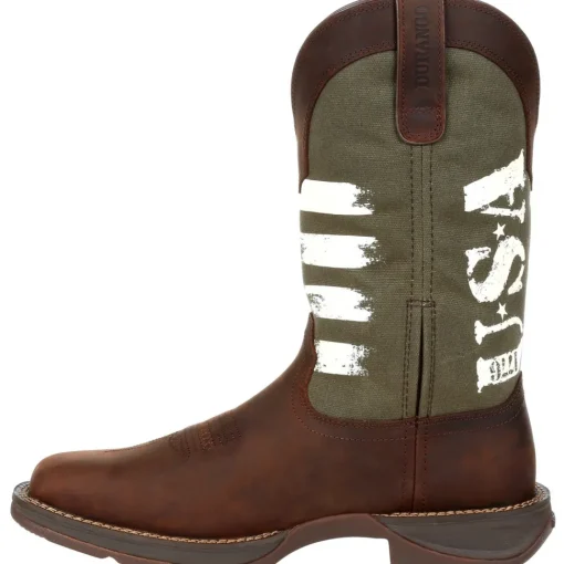 Durango Men's Rebel Army Green USA Print 12" Square Toe Western Boot