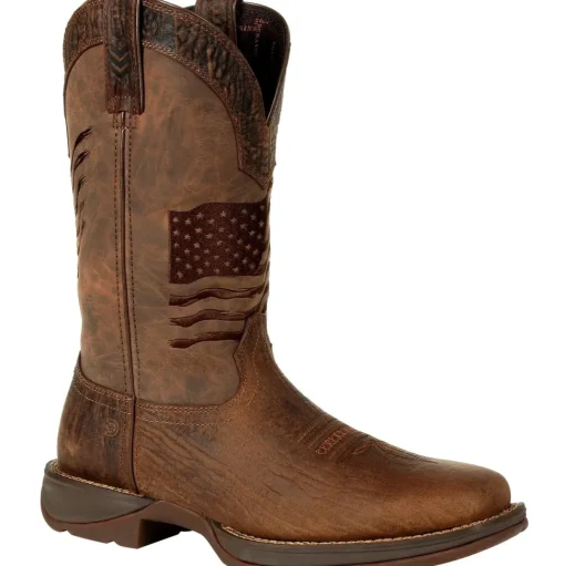 Durango Men's Rebel Distressed Flag Embroidery 12" Sqr Toe Western Boot