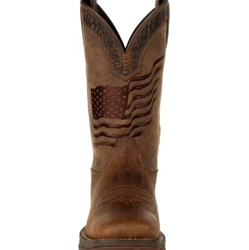 Durango Men's Rebel Distressed Flag Embroidery 12" Sqr Toe Western Boot