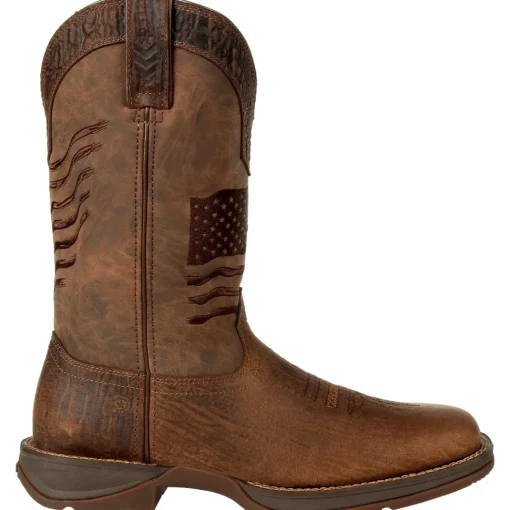 Durango Men's Rebel Distressed Flag Embroidery 12" Sqr Toe Western Boot