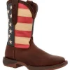 Durango Men's Rebel Patriotic 11" Soft Toe Pull On Western Classic Boot- Brown- DB5554