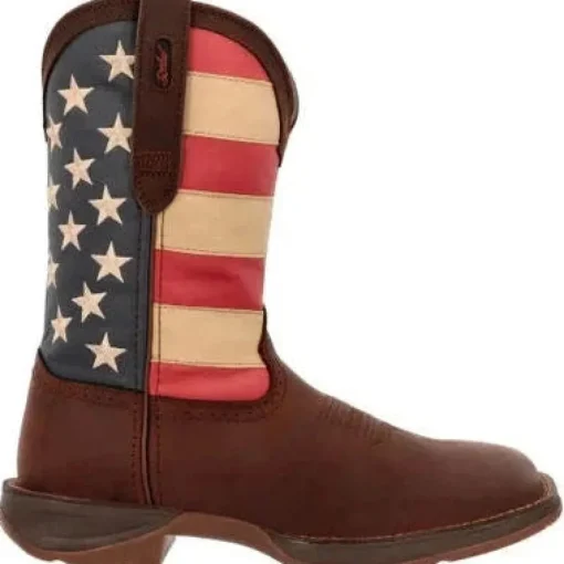 Durango Men's Rebel Patriotic 11" Soft Toe Pull On Western Classic Boot- Brown- DB5554