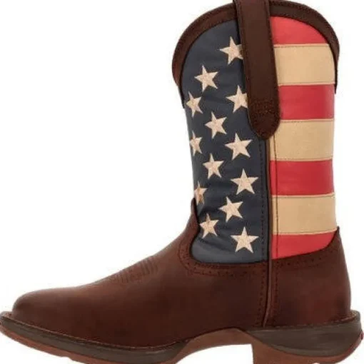 Durango Men's Rebel Patriotic 11" Soft Toe Pull On Western Classic Boot- Brown- DB5554